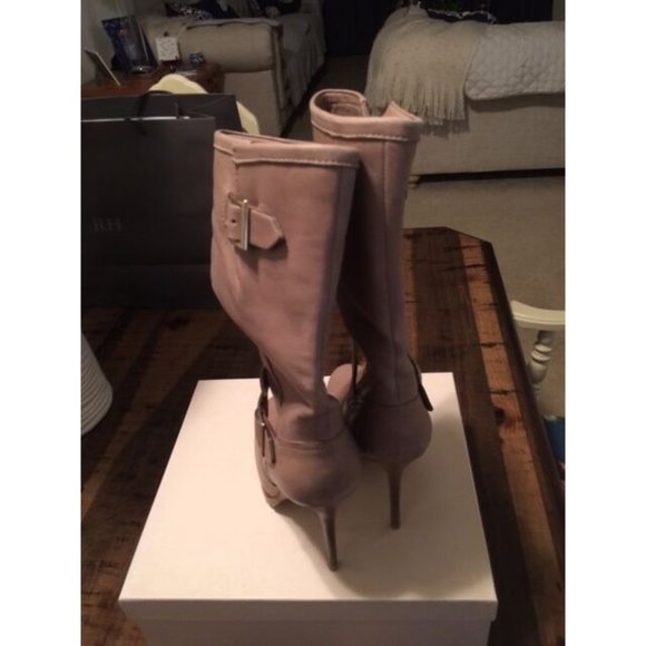 NEW JIMMY CHOO STILETTO GALEN BOOTS TAUPE LEATHER SIZE 40.5 / 10.5 - Picture 5 of 7